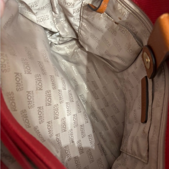 Michael Kors Red Tote with Brown Leather Handles - Picture 9 of 13